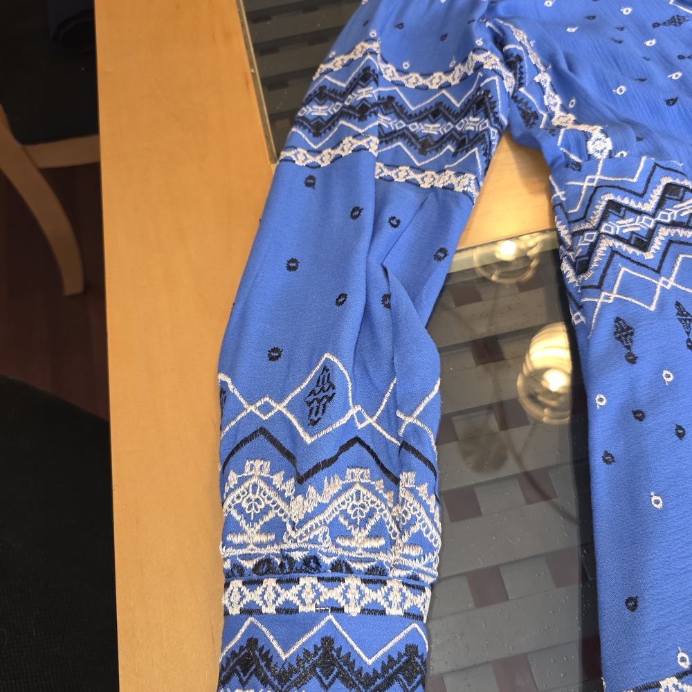 Hale Bob Blue Geometric Long Sleeve Dress - Picture 6 of 13